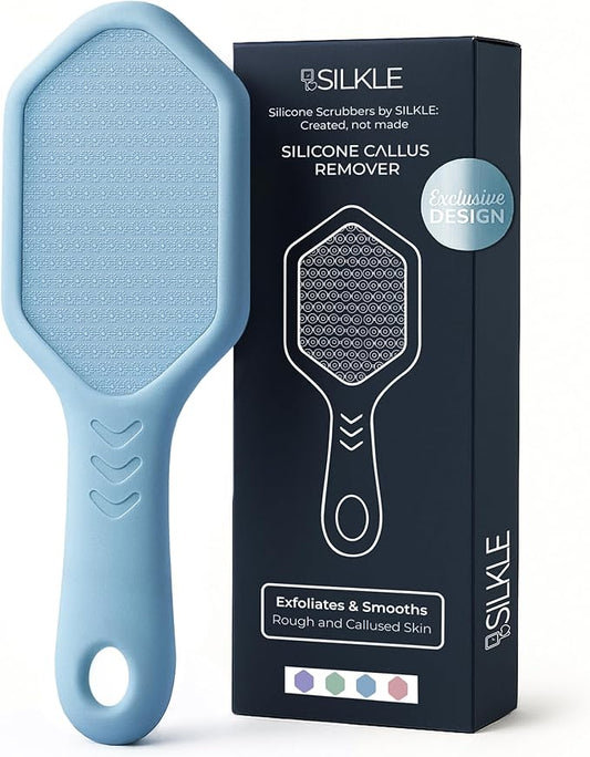 Silicone Foot Callus Remover - Nano Glass Foot File for Dead Skin and Cracked Heels - Callus Remover for Feet & Hard Skin - Ergonomic Foot Scrubber & Exfoliator for Soft, Smooth Feet - Blue