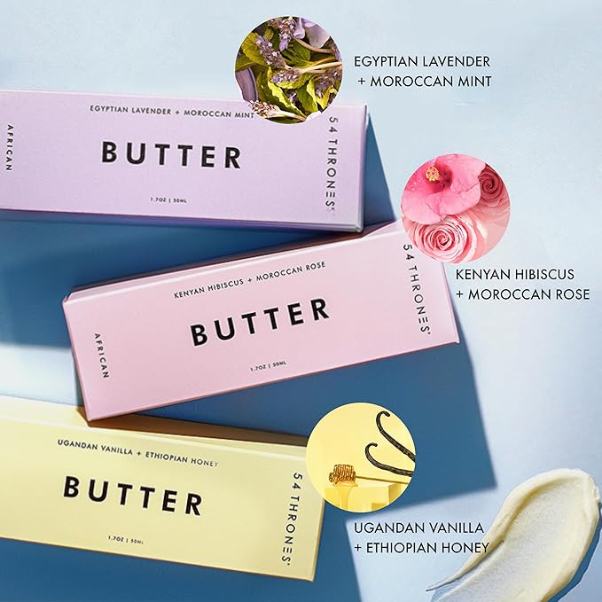 54 Thrones Motherhood Bundle: Full Size Lavender, Rose, & Vanilla, Shea Butter, Intensive Dry Skin Support, Moisturizing Body Butter for Women, Moisturizing Body Balm and Cream