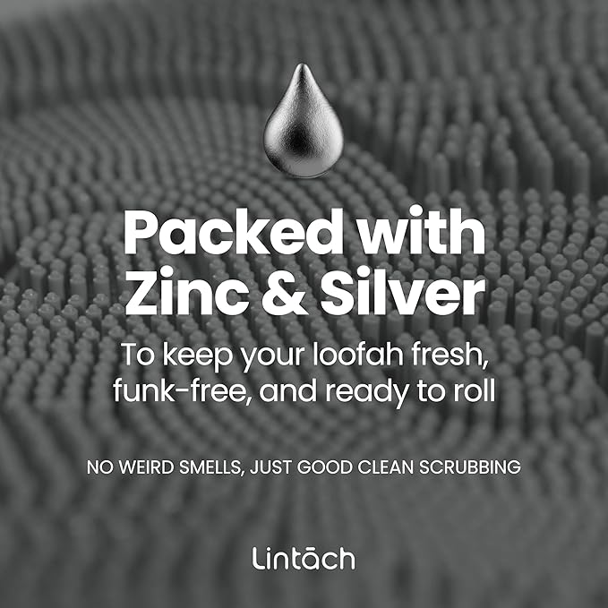 Silicone Shower Scrubber for Body – Exfoliating Loofah Alternative, Silver-Infused & Hygienic, Gentle for Sensitive Skin, Durable & Long-Lasting Body Scrubber for Men - Gray