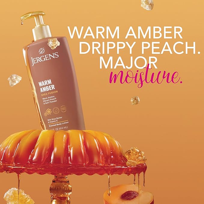 Jergens Shea Fusion Warm Amber Body Lotion, Moisturizer with Shea Butter & Vitamin E, 14 Fl Oz