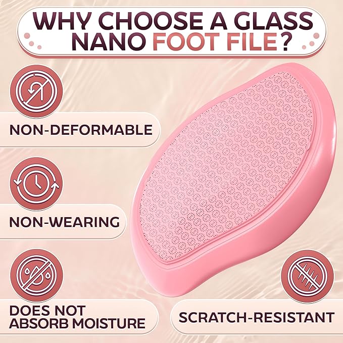 Nano Glass Foot File Callus Remover – 4.6" Glass Foot Scrubber Dead Skin Remover for Feet, Ergonomic Heel Scraper for Cracked Heels, Scratch-Resistant – Moisture-Resistant & Gentle Cleansing