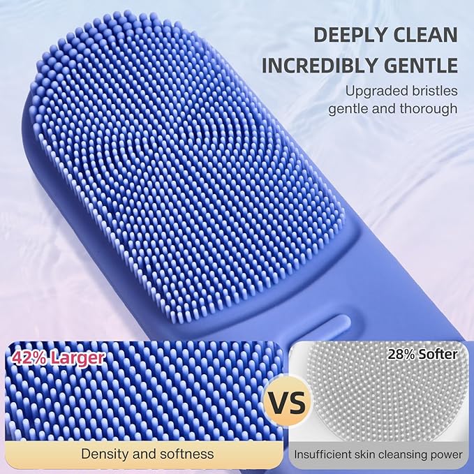 FACE Scrubber with Heated,3 Modes Waterproof Rechargeable Portable Travel Size Makeup Remover Cleansing, Exfoliating and Massaging Facial SCRUBBE for Women & Men(Deep Ocean Key Blue)