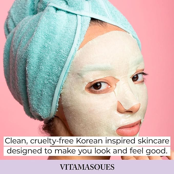 Vitamasques Probiotic Blackberry Face Sheet Mask 7 Pack - Korean Skin Care Facial Mask Rebalances & Repairs Skin with Multi Molecular Hyaluronic Acid - Natural & Biodegradable