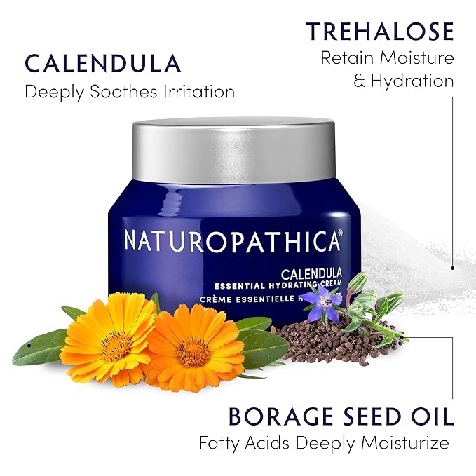 Naturopathica Calendula Essential Hydrating Cream - Soothing Face Moisturizer for Dry Skin - Holistic Calendula Cream - Daily Face Moisturizer for Women - Natural Face Lotion for Women - 1.69 fl oz