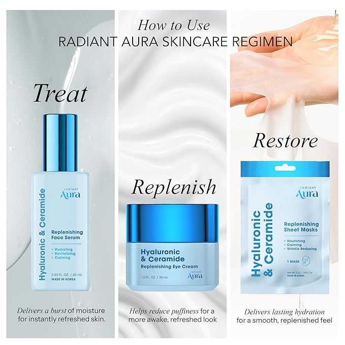 Hyaluronic & Ceramide Sheet Mask – Dermatologist Tested Korean Face Mask for Hydration, Wrinkle Care & Skin Nourishment – Collagen Facial Sheet Mask for Calming & Smoothing – 5 Pack