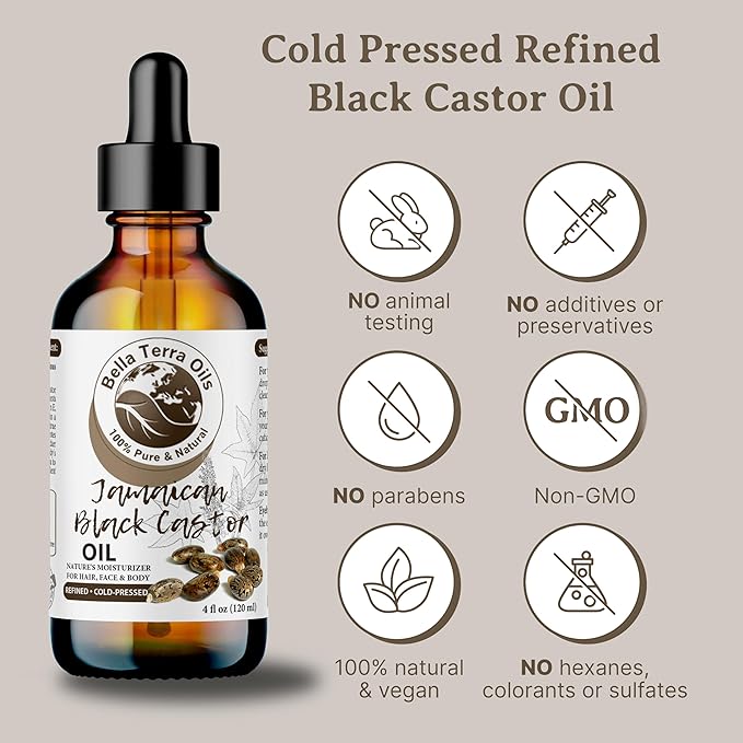 Bella Terra Oils - Black Castor Oil 16oz - A Symphony of Nutrients, Unveiling the Secret of Luxuriant Skin