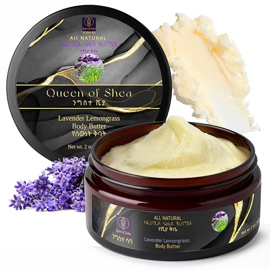 African Shea Butter Raw Organic Unrefined Shea Butter for Face 2 Oz (Pack of 1) Lavender Lemongrass - Organically Certified USDA for All Skin Types Body and Hair Moisturizing Skincare