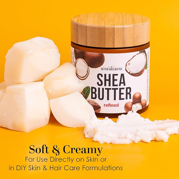 Refined Shea Butter Unscented - 100% Pure African Shea Butter for Hair & Dry Skin - Soap Base - Face & Body Moisturizer, for DIY Whipped Body Butter & Lip Balm 8 oz Jar