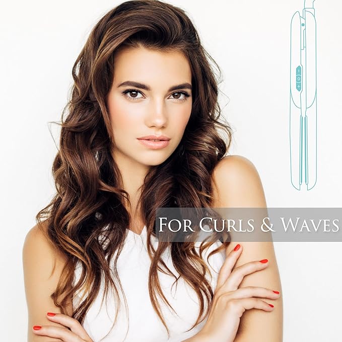 Heysam Flat Iron Hair Straightener for Women, Titanium Ceramic Ionic 1.6 Inch Wide for Thick Hair Straightening Iron, Dual Voltage Hair Straightener and Hair Curler 2-in-1, LCD Display, Fast Heating