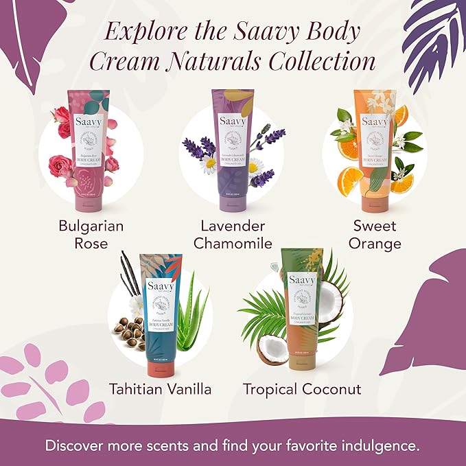 Saavy Naturals Body Cream | Made In USA | Absorbent Shea Butter Vegan Formula, Thick and Creamy Body Moisturizer, Body Lotion for Dry Skin- 8.5 Fl Oz, 2 Pack (2, Lavender Chamomile)