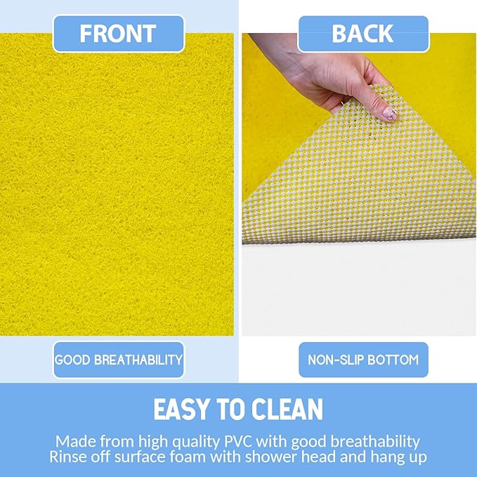 Non-Slip Bathtub Mat, Anti Slip Shower Mat, Fast Drying Bathtub Mats, Foot Scrubber Mat, Anti Slip Mat for Tub, Floor, Bathroom, Kitchen, Home, Hotel (Yellow 24"×16")