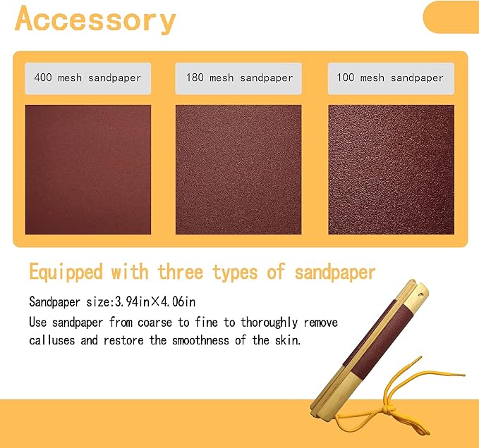 Callus Remover for Hands,Hands & Feet Callus File with 3 Grit Sandpapers (100/180/400), Durable Hand Callus Shaver for Crossfit, Climbing, Woodworking,Rock Climbing Gifts