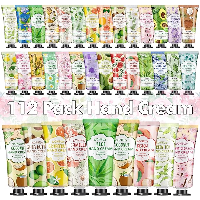 112 Pack Moisturizing Hand Cream Set, Christmas Gifts and Stocking Stuffers for Women, Bulk Hand Lotion Travel Size for Dry Cracked Hands, Mini Hand Cream for Mom Gifts, Teacher Gifts, Birthday Gifts