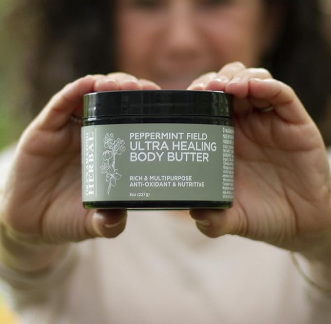 Ora's Amazing Herbal Ultra Healing Body Butter, Intensive Moisturizer For Dry Skin, Spearmint & Bergamot Essential Oil, 8 oz, Peppermint Field Scent