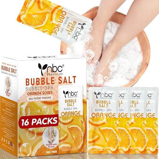 Pedicure Foot Soak, Foot Spa Soak, Pedicure Kit, Bubble Foot Bath for Tired & Dry Cracked Feet, Athletes Feet, Odor Foot and Softens Calluses, Foot Soak 16 Packs A Box, Orange