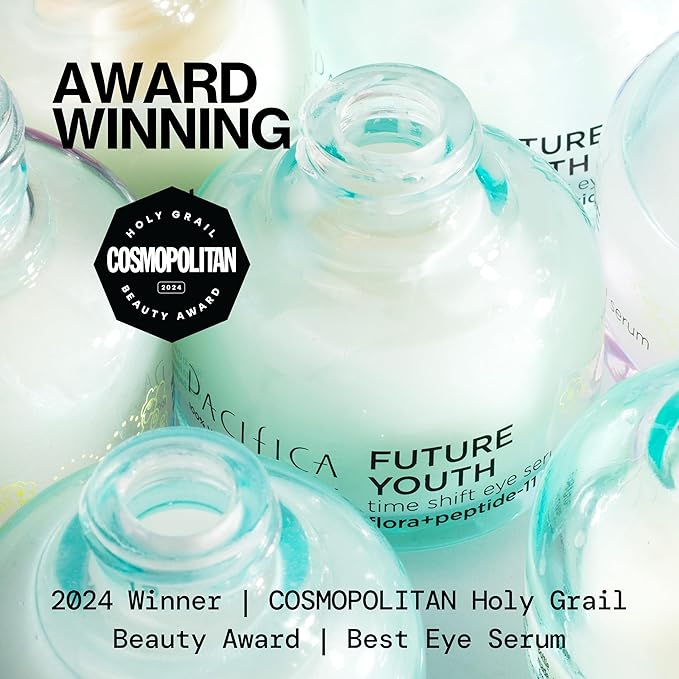 Pacifica Future Youth Time Shift Eye Serum – Peptide Eye Serum for Fine Lines & Dark Circles, Lifting & Firming Under Eye Treatment w/Flora + Peptide-11, Unscented Hydrating Gel for All Skin Types