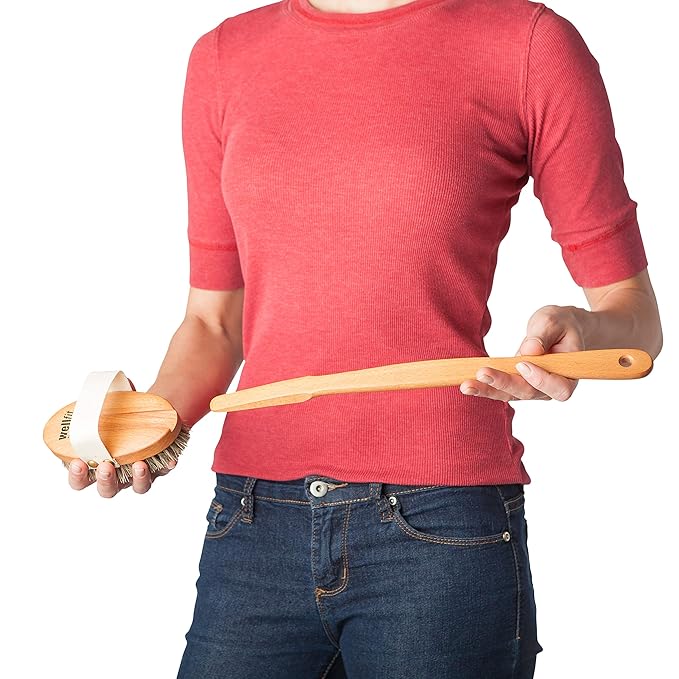 Redecker Wellfit Bath Brush with Removable Steamed Beechwood Handle, 100% Made in Germany, Mixed Horsehair and Plant Fiber Bristles, 17-1/2 Inches Long