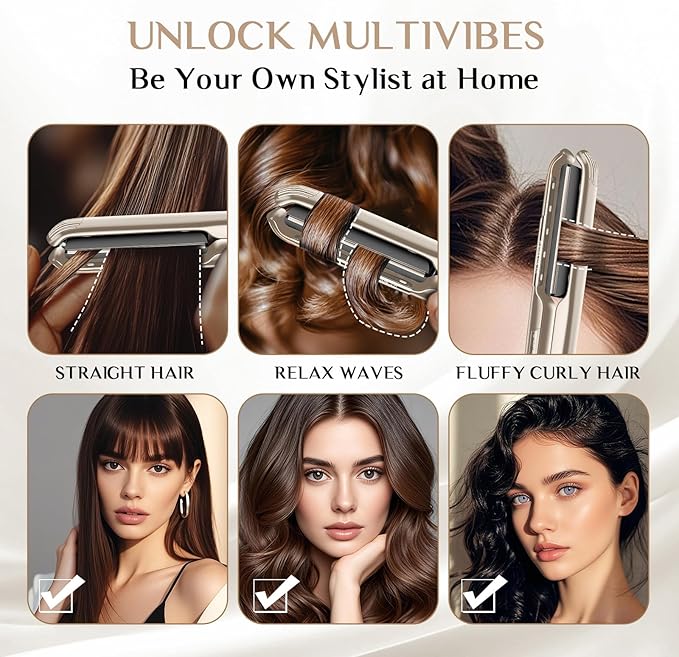 RUCHA 1 Inch Flat Iron Hair Straightener, 30S Fast Heating Ceramic Hair Straighteners for Women, Plasma Ions Hair Straightener and Curler Get Frizz-Free, Mini Hair Straighteners for Travel, Gold