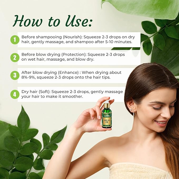 Herbishh Argan Oil Deep Condition Treatment for Hair Frizz Control & Damage Repair 30ml