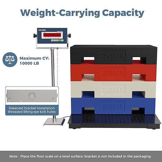 48"x48" Industrial Floor Scale, Professional Platform Scale with Digital Indicator, Weighing Scale for Warehouse Shipping and Industrial Use, 10000 lb x 1 lb, Black