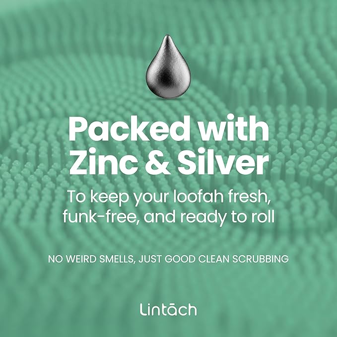 Silicone Shower Scrubber for Body – Exfoliating Loofah Alternative, Zinc & Silver-Infused, Hygienic & Gentle for Sensitive Skin, Durable & Long-Lasting Body Scrubber for Men - Mint
