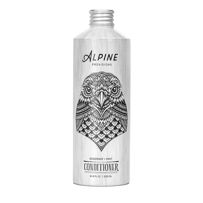Alpine Provisions Rosemary & Mint Organic Conditioner - Naturally Moisturize, Repair, & Strengthen with Essential Oils, Sunflower oil & Aloe Vera, Vegan, Sulfate - Plant-Based Hair Care - 16.9 FL Oz