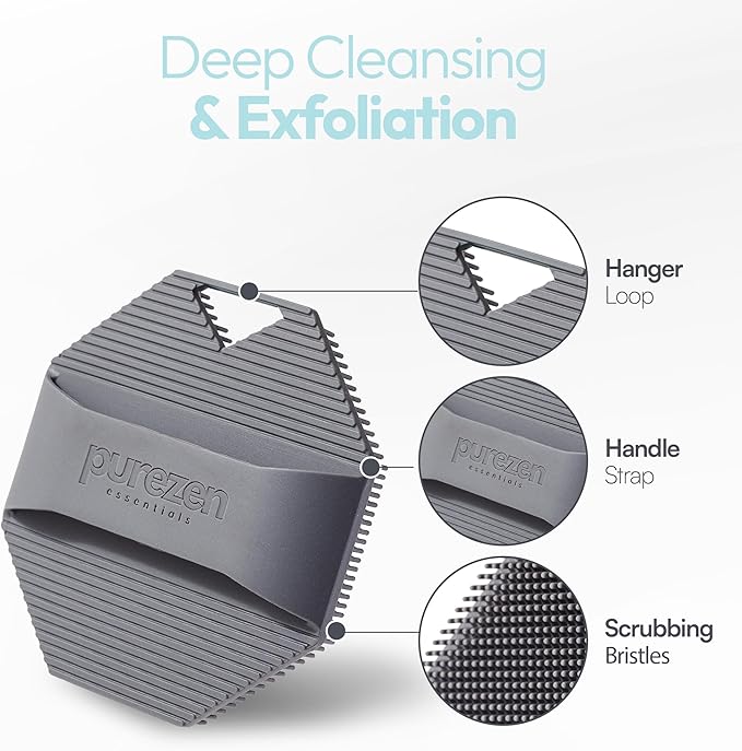 Silicone Body Scrubber, Exfoliating Body Scrubber for All Skin Types, Eco Friendly Massaging & Exfoliating Shower Scrubber with Soft Bristles, Travel Essentials, Loofah Alternative