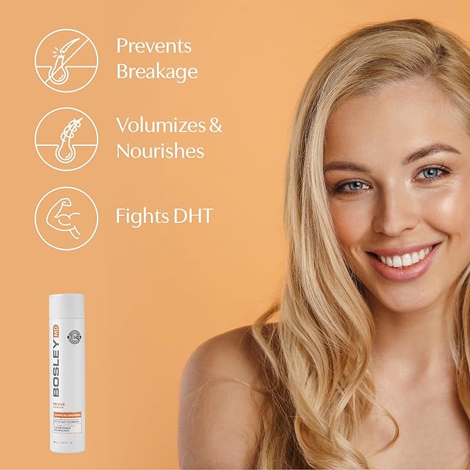 BosRevive Volumizing Conditioner for Thinning, Color/Chemically-Treated Hair – DHT Blocker, Sulfate-Free, Vegan, Biotin, Saw Palmetto & Rosemary – Thicker, Fuller Hair – 10.1 Fl Oz