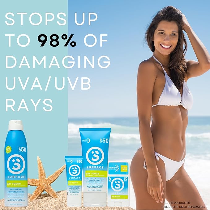 Surface Dry Touch Spray Sunscreen, Water Resistant, UVA/UVB Broad Spectrum, Fast Drying Protection, PABA Free - 6oz - SPF 50-3 PACK