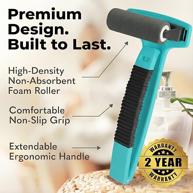 bearback Lotion Applicator for Back & Body – Long-Reach Roller for Even Lotion, Sunscreen, Self-Tanner & Medication Application – Foldable, Reusable, No-Help Design – American Small Business (Teal)