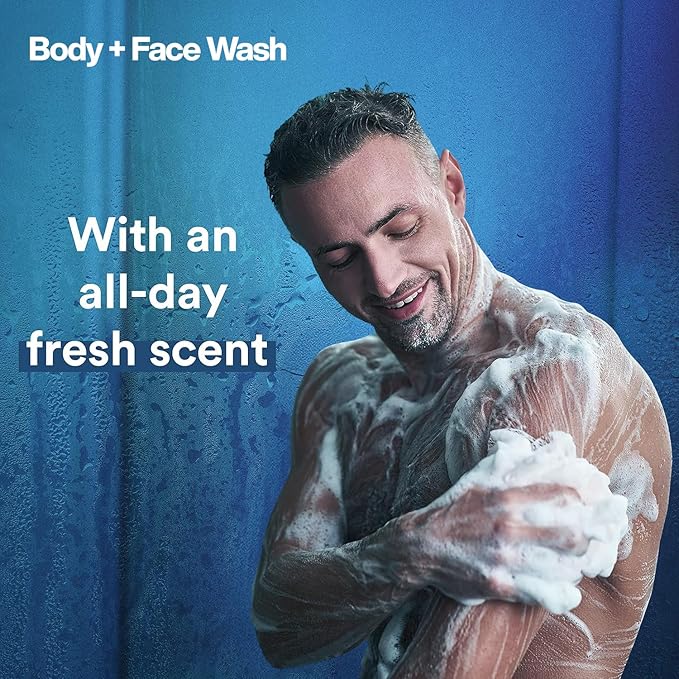 Suave Men’s Body Wash, Refresh + Invisible Solid Ocean Charge Antiperspirant Deodorant Stick, 48H Sweat & Odor Protection (2 Piece Set)