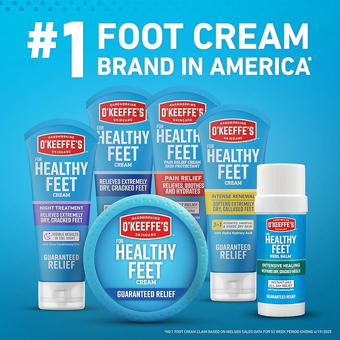 O'Keeffe's for Healthy Feet Foot Cream - 3.2 oz Jar (2 Pack) - Guaranteed Relief for Extremely Cracked, Dry Feet, Repairing Skincare, Instantly Boosts and Retains Moisture Levels