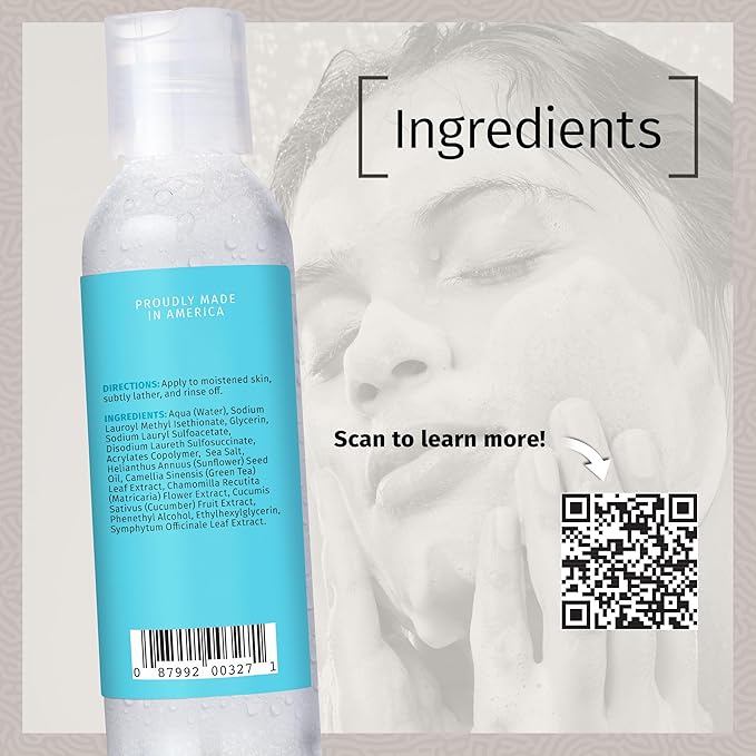 Reviva Labs Sea Salt Face Wash 4 fl oz – Gentle Facial Cleanser with Mineral-Rich Sea Salt for Balanced, Hydrated, & Refreshed Skin – Cleansing Gel for All Skin Types, Including Sensitive Skin