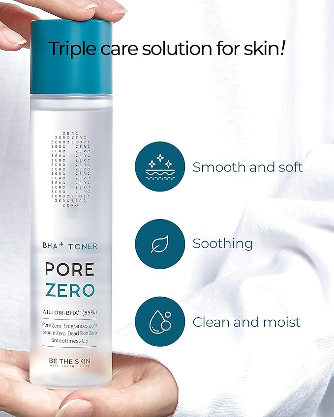 BE THE SKIN BHA+ Pore Zero Daily Exfoliating Toner - Pore Refining Korean Face Toner for Acne Prone Skin - Salicylic Acid for Pores and Sebum, 5.07 fl.oz.