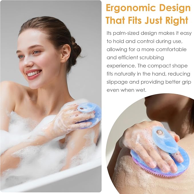 INNERNEED Magnetic Silicone Body Scrubber for Shower – Soft, Hygienic Exfoliating Body Brush with Magnetic Core for Daily Cleansing, Circulation & Skin Vitality (Purple)