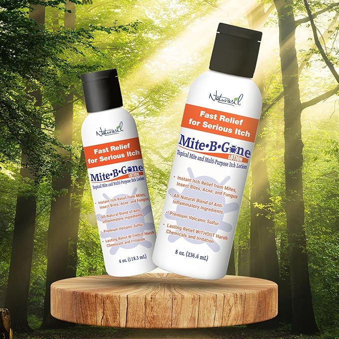 Mosquito Bite Itch Relief by Mite-B-Gone - Natural Sulfur Lotion to Stop Insect Bite Itching, Skin Redness, Discomfort & Irritation | Safe for Kids & Adults| Fast & Effective for All Skin Types| 8 oz