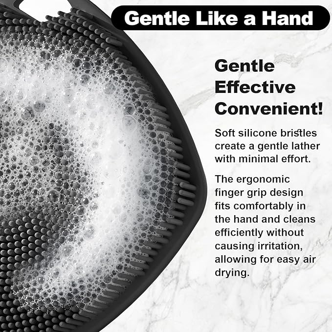 2 Pack Face Scrubbers, Silicone Face Scrubber Soft Bristles, Gentle Lather, Exfoliating & Deep Cleaning for Sensitive Skin, Giant Suction Cup Stick Securely, Easy to Store (Black)