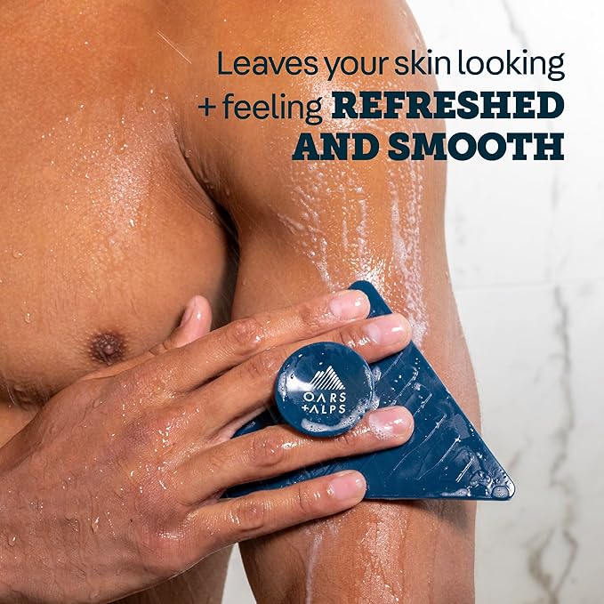 Oars + Alps Silicone Body Scrubber, Exfoliating Body Scrubber, Gently Exfoliate and Cleanse Skin, Non-Slip Handle Cleansing Brush, 1ct