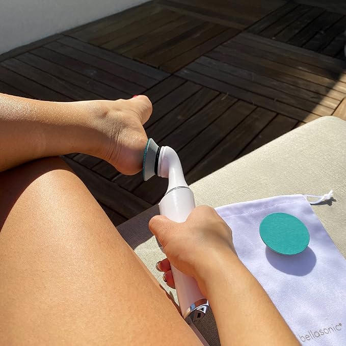 Bellasonic Electric Foot File + Callus Remover with Unique Oscillating Head – File & Smooth Dry, Hardened & Cracked Skin on Heels & Toes – Salon Quality Pedicure at Home w/Portable, Rechargeable Set