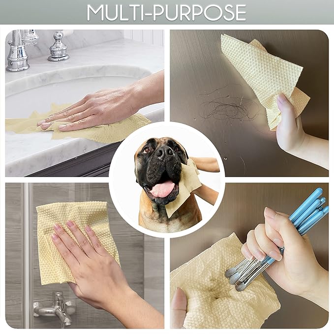 Bamboo Rayon Disposable Face Towel Biodegradable Large Dry Face Wipes 60 Count/1 Box Extra Thick Soft Clean Facial Towels for Sensitive Skin, Makeup Removing, Facial Cleansing, Nursing, Travel