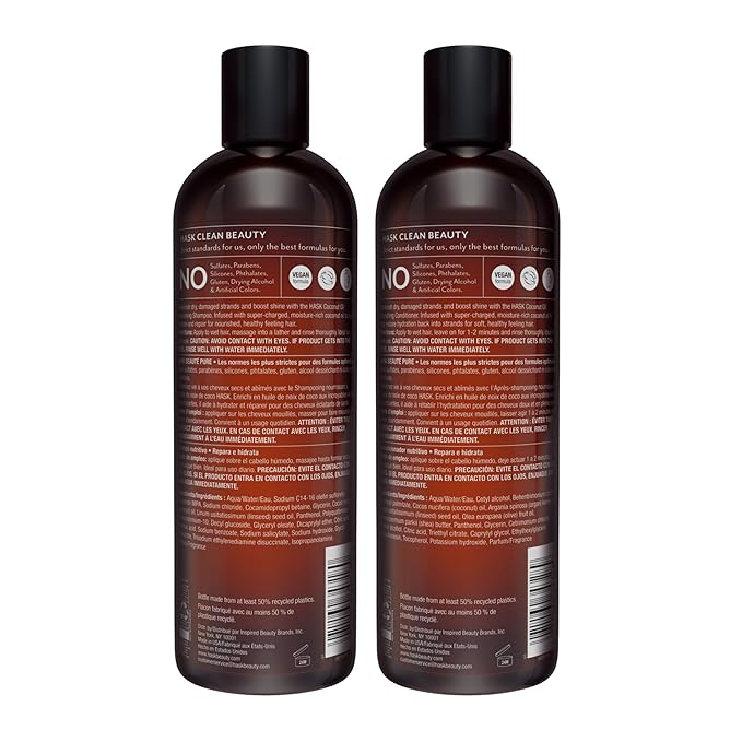 HASK Coconut Nourishing Shampoo + Conditioner Set | For All Hair Types, Sulfate-Free, Paraben-Free, Gluten-Free, Cruelty-Free, Color Safe | 12oz each