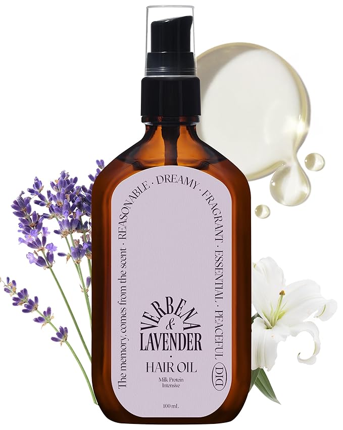 Milk Protein Intensive Perfume Hair Oil - Korean Anti Frizz Nourishing & Smoothing Hair Serum - Subtle Verbena Lavender Scent - with 10,000ppm Argan Oil & 6 Plant-Based Oils, 3.38 fl.oz.