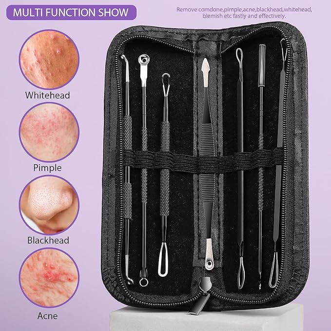 Teenitor 7 in 1 Blackhead Remover Tools, Surgical Grade Pimple Popper Tool Kit, Blackhead Extractor, Pimple Extractor, Black Head Remover for Face Nose