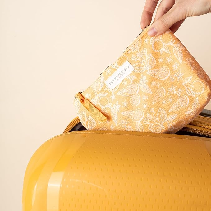 Panier des Sens - Travel Pouch Orange Blossom Gift Set - Shower Gel 3.3 fl oz + Body Lotion 3.3 fl oz + Hand Cream 1 fl oz - 97% Natural Ingredients - Made in France, Vegan Friendly Body Care