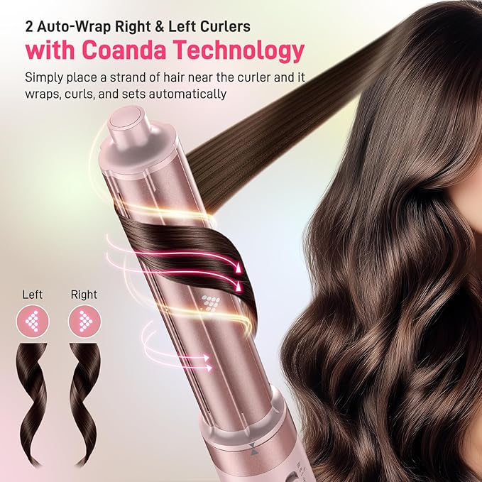 Dual Voltage Hot Air Styler Wrap - 5 in 1 Hair Dryer Brush with Fast Drying Blow Dryer, Styling, Straightening & Volumizing with Travel Bag (100V–240V) Gift for Women