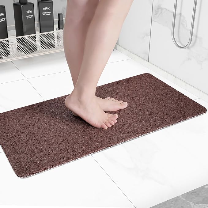 Non-Slip Bathtub Mat, Anti Slip Shower Mat, Fast Drying Bathtub Mats, Foot Scrubber Mat, Anti Slip Mat for Tub, Floor, Bathroom, Kitchen, Home, Hotel (Brown 36"×24")