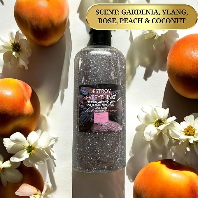 Destroy Everything Shower Gel – 8 oz Handmade Body Wash for Banishing, Uncrossing & Clearing Negative Energy – Altar Charged – Hoodoo, Conjure, Wiccan, Pagan Use – Vegan & Sulfate-Free