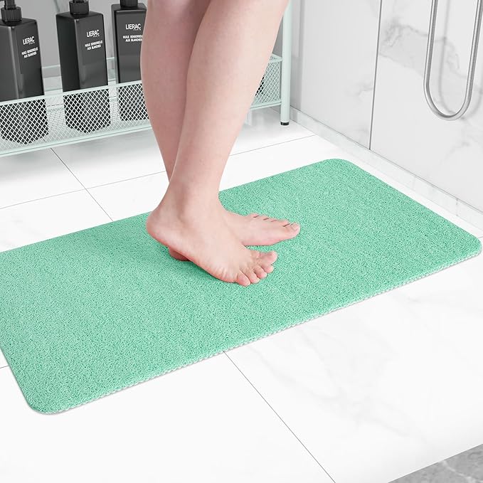 Non-Slip Bathtub Mat, Anti Slip Shower Mat, Fast Drying Bathtub Mats, Foot Scrubber Mat, Anti Slip Mat for Tub, Floor, Bathroom, Kitchen, Home, Hotel (Light Green 36"×24")