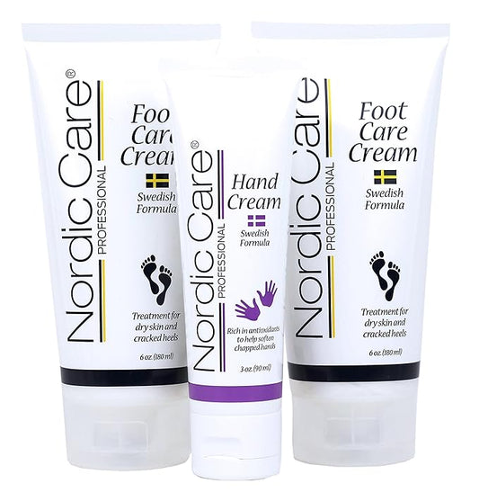 Nordic Care Foot Care Cream (2 pack) + Hand Cream | Hydrates and Treats Severely Dry Feet & Cracked Heels | Urea & Glycerin Relieves Itchy Dry Skin