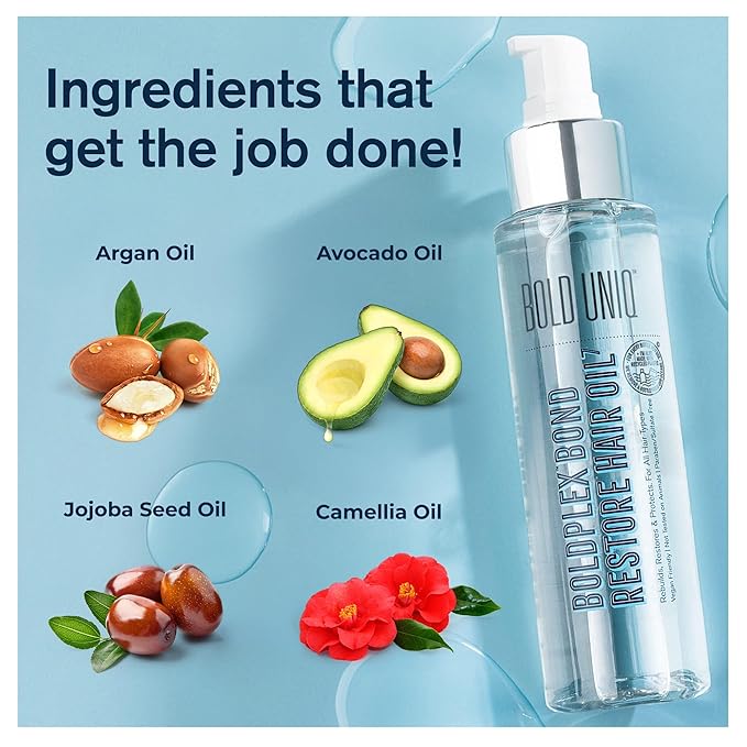 Boldplex 7 Hair Oil for Dry & Damaged Hair - Adds Shine, Strengthens, Smooths Split Ends & Frizz, Moisturizes & Nourishes. Weightless Hair Treatment Oil For Curly, Frizzy & Coarse Hair - 3.38 FlOz